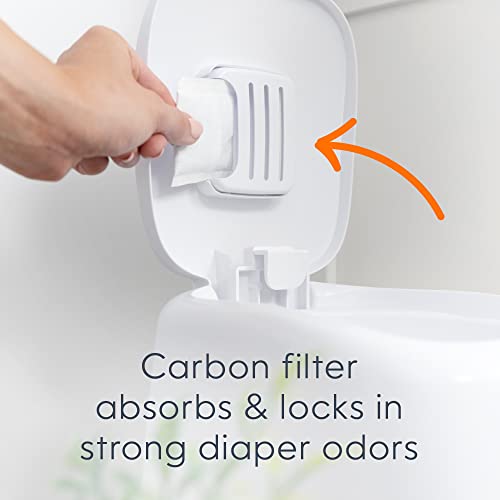 Diaper Genie Complete Diaper Pail White with Refill & Carbon Filter – Odor Lock System, Hands-Free Operation