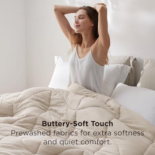 Bedsure King Comforter Linen All Season Down Alternative Duvet Insert