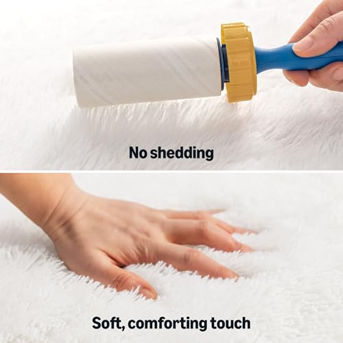 Amazon Basics 8x10 Cream Fluffy Washable Shag Area Rug with Memory Foam Support