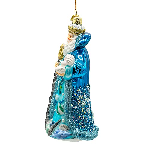 Kurt Adler 7-Inch Under The Sea Santa Glass Ornament - Holiday Decor