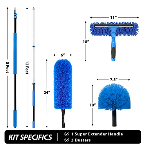 VITEVER 20ft Telescopic Duster Kit with Cobweb & Window Squeegee for High Ceilings