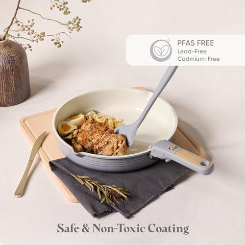 CAROTE 20pcs Titanium Cookware Set with Detachable Handles - Gradient Grey
