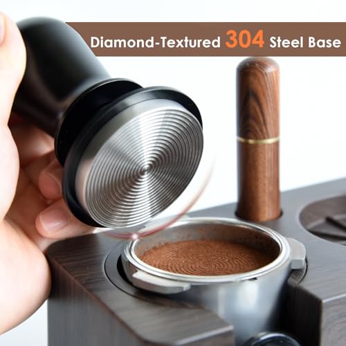 FEILAIR 53mm Spring Loaded Espresso Tamper for 54mm Portafilters - Self-Leveling Coffee Tamper with Ripple Base