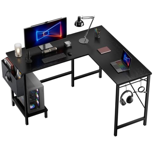 L Shaped Computer Gaming Desk with PC Stand and Reversible Design for Home Office