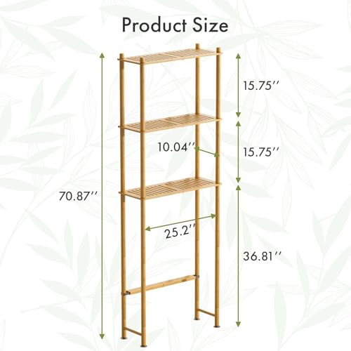 AmazerBath Natural Bamboo Over Toilet Storage Shelf 3-Tier Bathroom Organizer