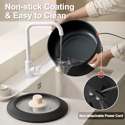 Dark Black 4L Electric Hot Pot with Dual Power & Non-Stick Coating