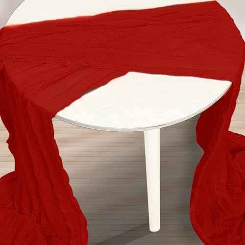 1 Pack Burgundy Cheesecloth Table Runner 35x120 Inch 10Ft Rustic Gauze Cheese Cloth Table Runner Sheer Cheesecloth Table Runners for Wedding Party Bridal Shower Decoration