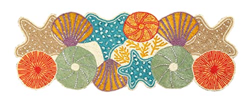 Light & Pro Beaded Seashell Table Runner Orange Blue 13x36 Inch for Holiday Decor