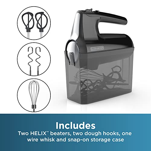 Handheld Mixer MX610B - BLACK+DECKER 5-Speed Food Mixer with Beaters, Whisk & Dough Hooks