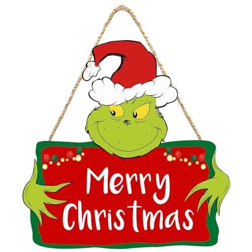 Christmas Decorations Hanging Signs, Wooden Merry Christmas Wreath for Front Door Tree Wall Door Home Decor Home Decor for Holiday Xmas Wall Tree Indoor Outdoor