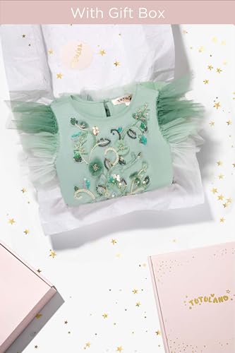 Tutu Dress for Girls - Embroidered Tulle Tiered Layered Flower Toddler Dress for Wedding & Birthday