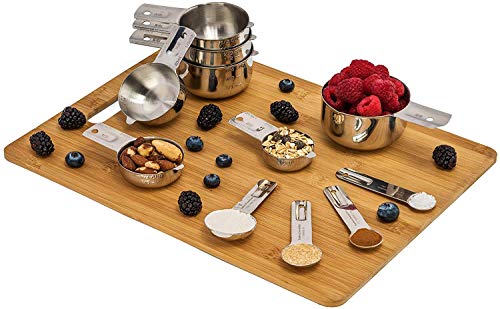 Stainless Steel Measuring Cups and Spoons Set - 11 Piece Stackable Kitchen Tools