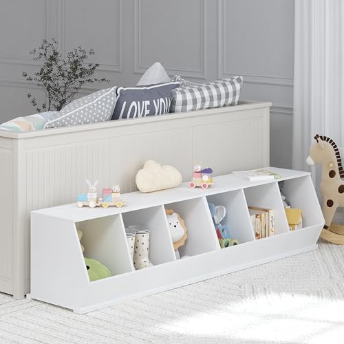UTEX 3-Cube Stackable Kids Toy Storage Cabinet with Bins - White