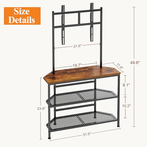 23" to 60" Floor Corner TV Stand For Bedroom With Mount, Universal