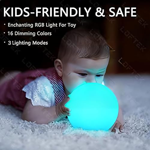 Rechargeable 6-Inch LED Night Light Ball with Hanging Hook - Nursery & Indoor Decor Set of 1