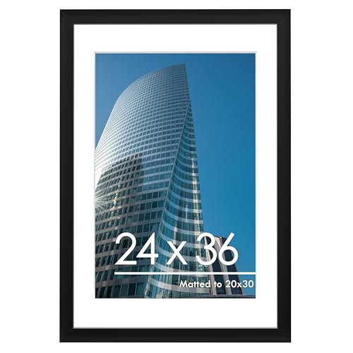 PEALSN Black 24x36 Poster Frame for Art & Photos with Mat - Fits 20x30 or 24x36 Posters
