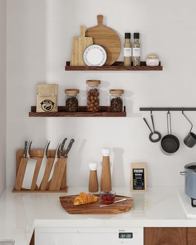 Axeman Oak Picture Ledge Shelf, 48 Inch Floating Shelves Set of 2,