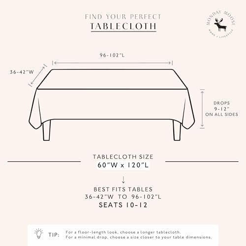 Monday Moose Teal Green Ruffle Farmhouse Rustic Cotton Tablecloth 60x120 Inches