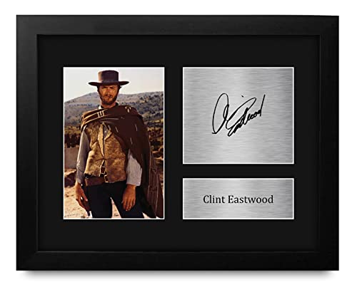 Clint Eastwood Autograph Print in Black Framed 8.5x11, US Letter Signed Memorabilia
