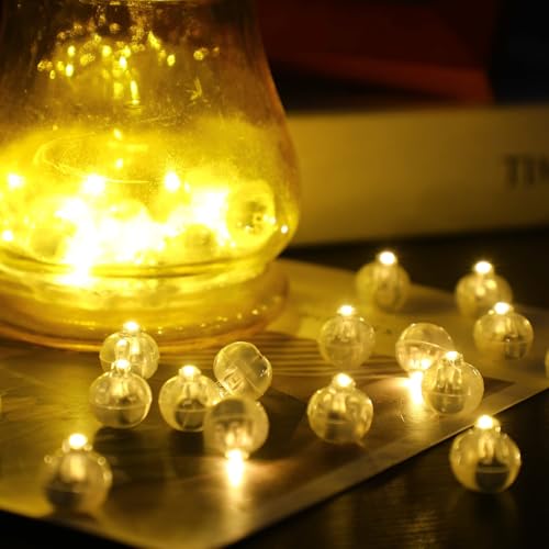 LOKIPA 50PCS Warm White Mini LED Balloon Lights - Waterproof Round Tiny LED Balloon Lights for Paper Lanterns, Easter Eggs, Pumpkins, Birthdays & Neon Party Decoration