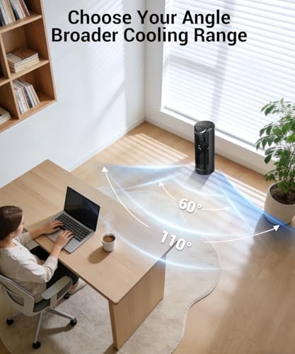 Personal Tower Fan for Bedroom - Black Portable Desk Table Fan with Remote