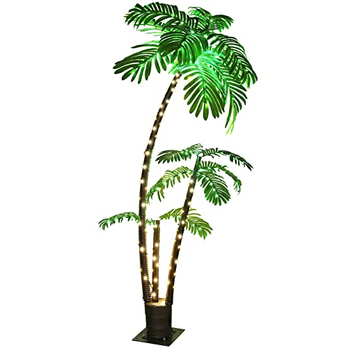 OUSHENG 6FT Lighted Palm Tree Outdoor Christmas & Patio Decor