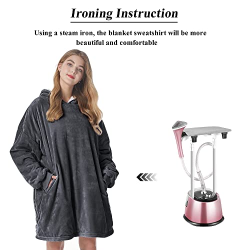 Felicigeely Dark Grey 35in Blanket Hoodie Wearable Blanket Sweatshirt for Women