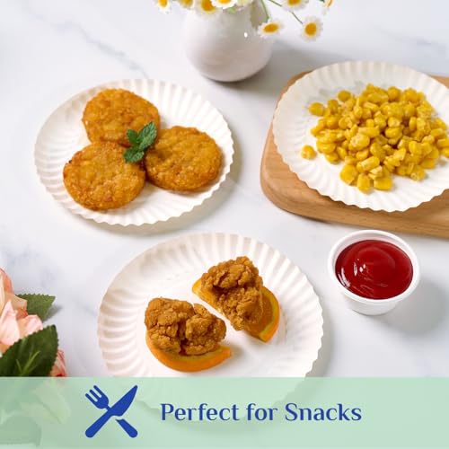 1200 Pack 6-Inch Disposable Paper Plates - White, Uncoated Bulk, Shell Design