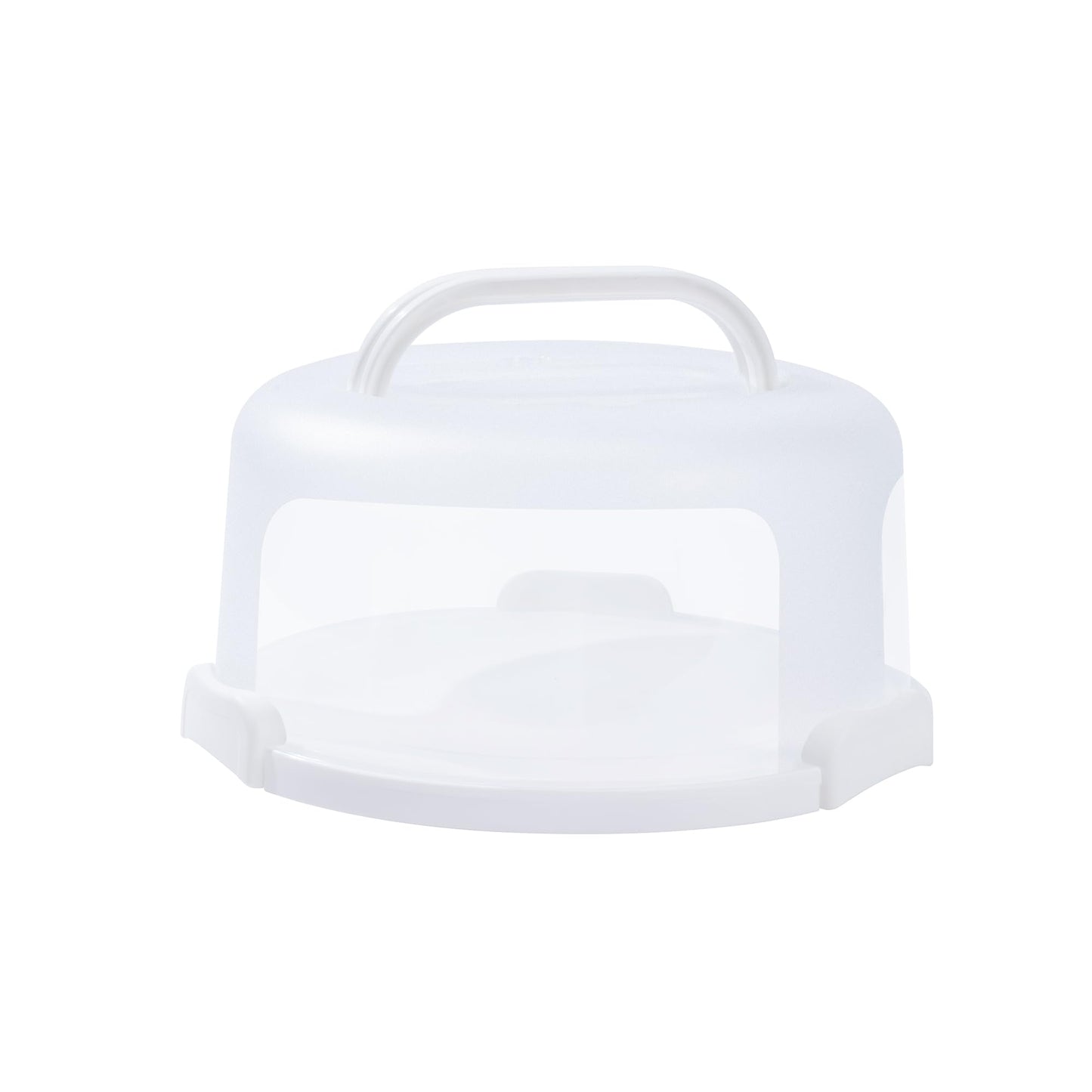 SETLUX 10in Plastic Cake Carrier with Handle, Round Cake Holder with Lid Pink Cake Container for 6in/8in/10in Cake(white)