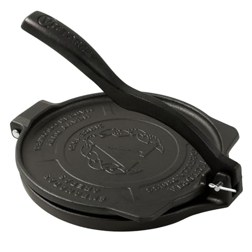 8-Inch Cast Iron Tortilla Press with Seasoned Flaxseed Oil - Heavy Duty Durable Dough Maker