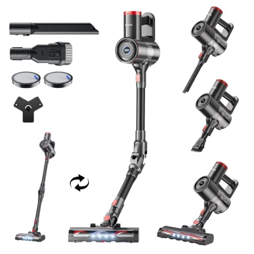 Dark Gray Cordless Vacuum Cleaner with Bendable Wand 40Kpa 45Min Runtime