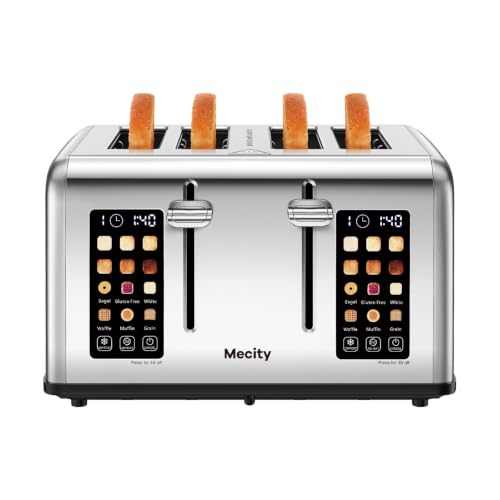 Mecity 4-Slice Stainless Steel Touch Screen Toaster with Dual Control, 6 Browning Levels