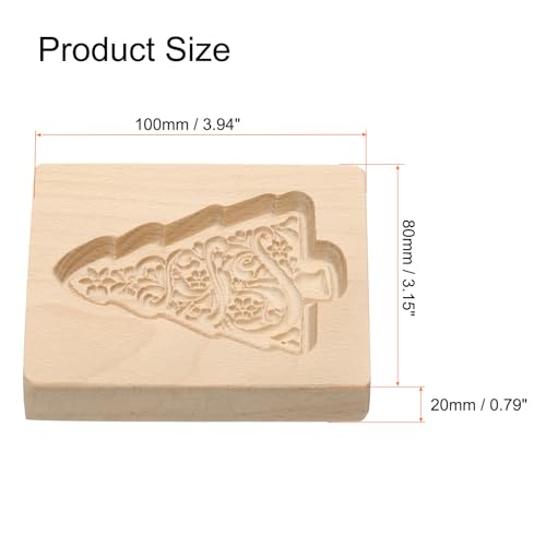 HARFINGTON Wooden Cookie Mould Christmas Tree - 3.94" x 3.15" Baking Stamp