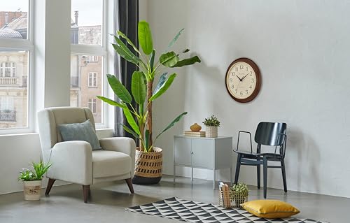 Large Bulova Atomic Time 2 Wall Clock - 12.4" Classic Wooden Frame, Auto Time Set