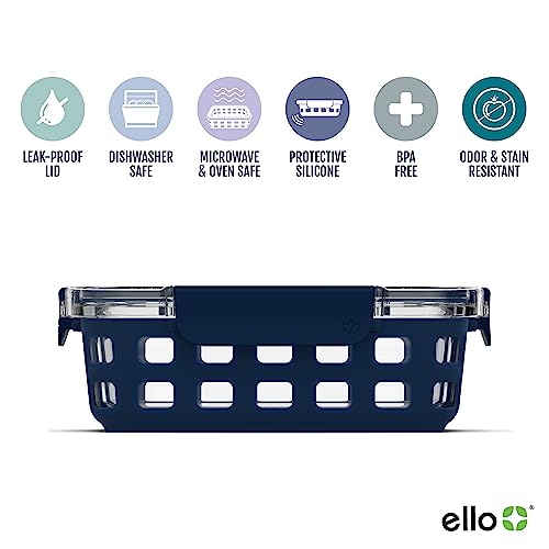 Ello Duraglass 3.4 Cup Glass Meal Prep Containers 3-Pack, Mixed Berry