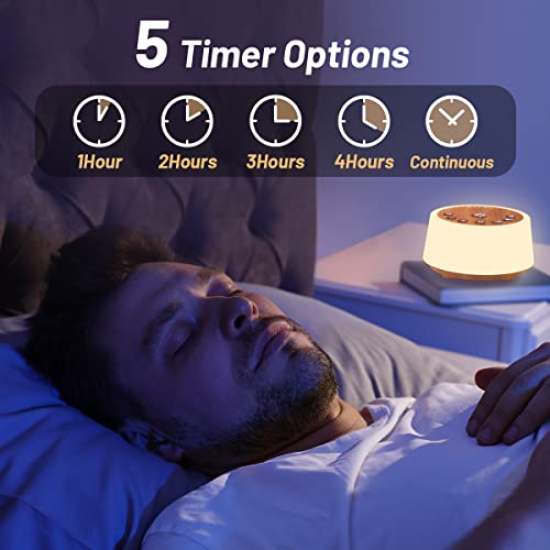 Wood Grain Color Noise Sound Machine with 10 Night Lights 25 Soothing Sounds