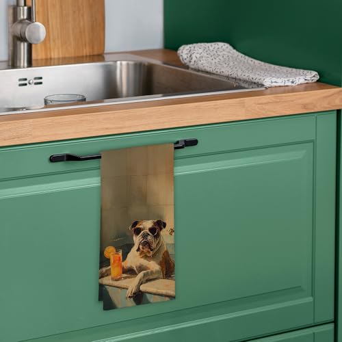 Dimurela Bulldog Funny Pug Bathroom Towel – 16x24in Hand/Dish Towels, Dog Lovers Decor