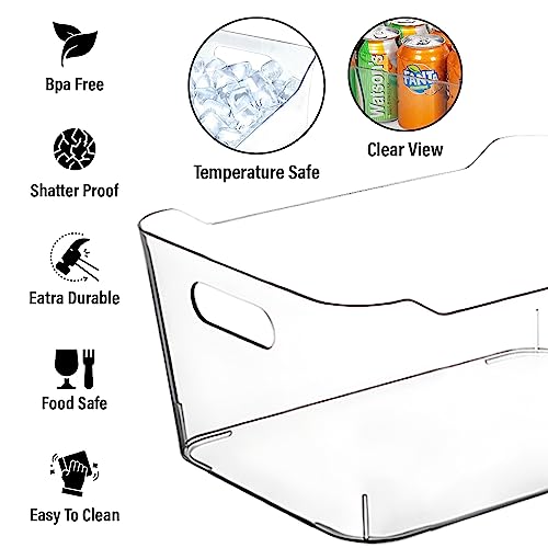 Large Clear Plastic Storage Bins - Kitchen Pantry Organizer Set - 4 Pack
