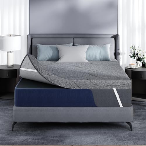Queen Size 3-Inch Cooling Memory Foam Mattress Topper with Non-Slip Straps - Targeted Back Pain Relief
