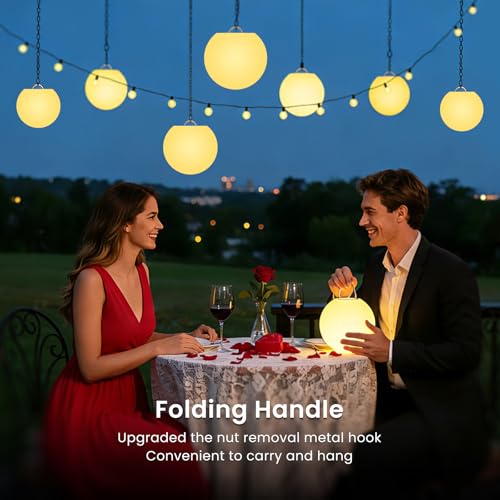 8-Inch LED Globe Light - Rechargeable RGB Hanging Ball Lamp - 1 Pack
