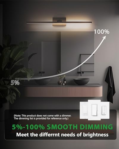 Zouzai 32 Inch Black Bathroom Vanity Light 2nd Gen with 5 Color Temp Options