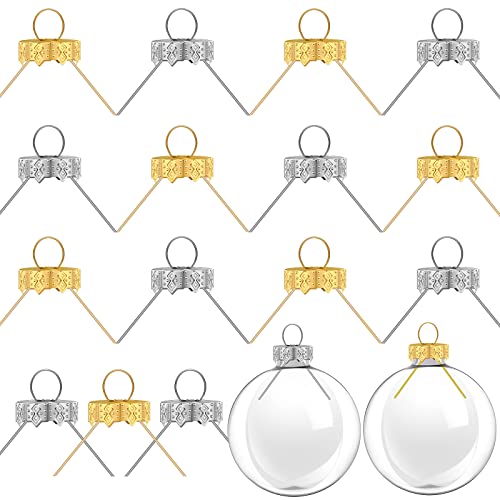 Round Christmas Ornament Cap Replacement Hangers - Gold and Silver Caps for Christmas Tree Ceramic, Glass, Porcelain Top Hanging Ornaments (50 Pieces)