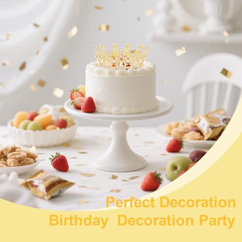 Gold Crown Cake Topper Mini Crown for Bouquets Rhinestones Tiara for Girls Birthday Tiara Cake Decoration for Wedding Birthday Party