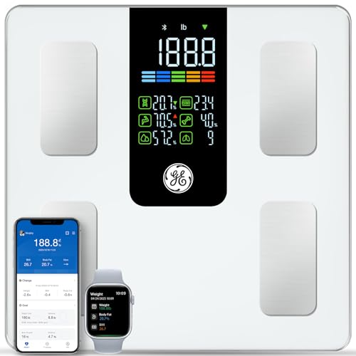 White GE Smart Body Composition Scale 11.8-Inch Large Platform 500lb Capacity