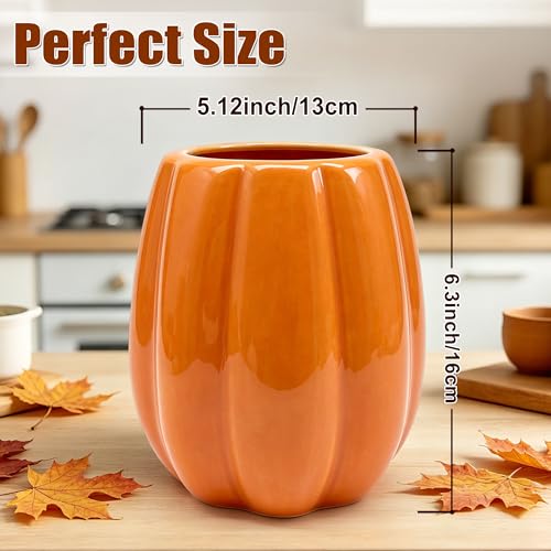Pinata Fall Pumpkin Ceramic Utensil Holder - Orange Fall Kitchen Decor