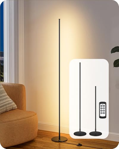 EDISHINE 59.8-Inch Black Floor Lamp with Remote, Dimmable & 3CCT Settings
