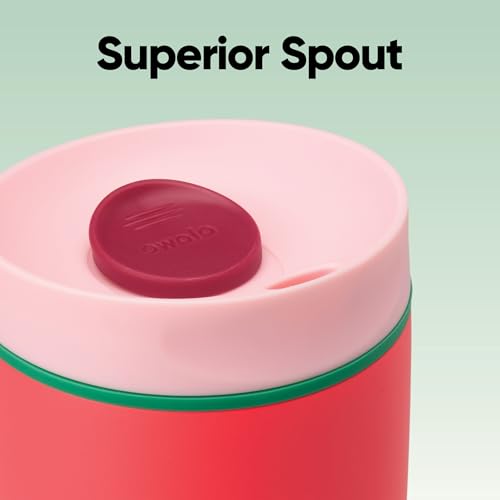 Owala SmoothSip Slider Insulated Stainless Steel Coffee Tumbler, Reusable Iced Coffee Cup, Hot Coffee Travel Mug, BPA Free 12 oz, Pink (Pucker Up)