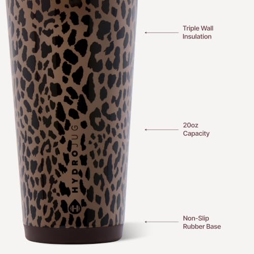 HydroJug 20 oz Ceramic-Lined Spill-Resistant Tumbler - Brown Leopard Variation