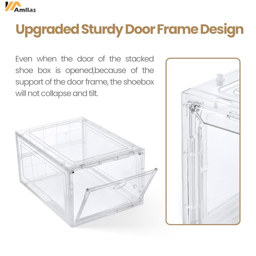 12 Pack Clear Shoe Storage, Stackable Organizer, Boxes for Closet
