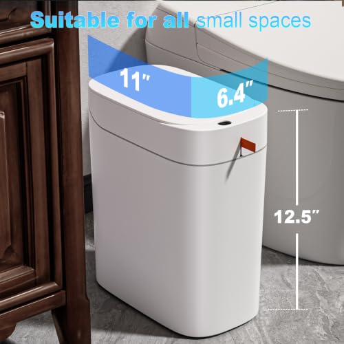 Automatic Touchless Bathroom Trash Can with 180 Drawstring Bags, Slim & Rechargeable
